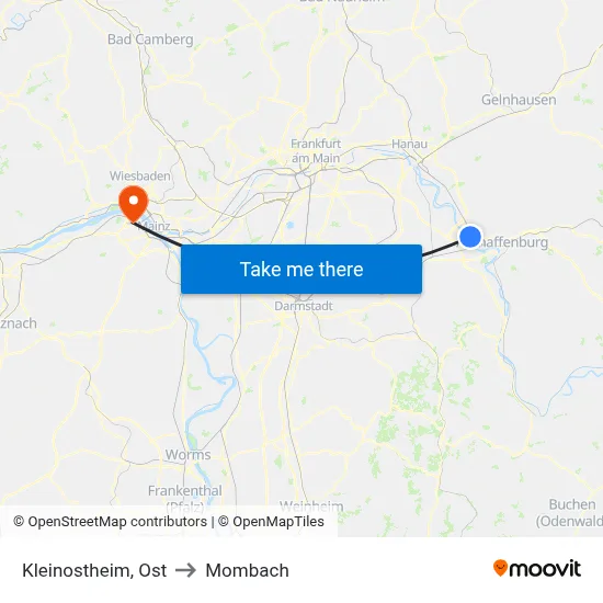Kleinostheim, Ost to Mombach map