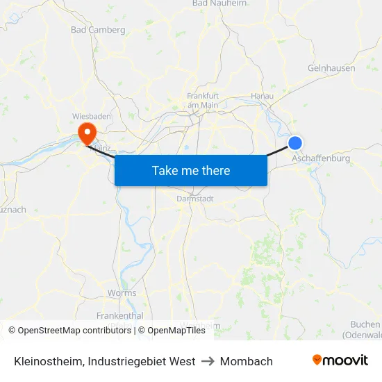 Kleinostheim, Industriegebiet West to Mombach map