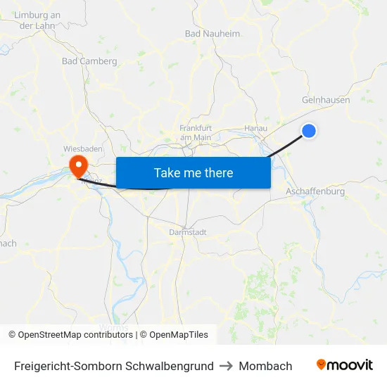 Freigericht-Somborn Schwalbengrund to Mombach map