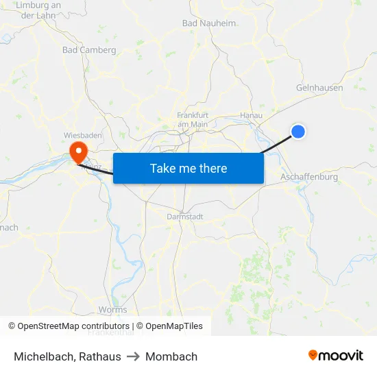 Michelbach, Rathaus to Mombach map
