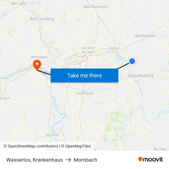 Wasserlos, Krankenhaus to Mombach map