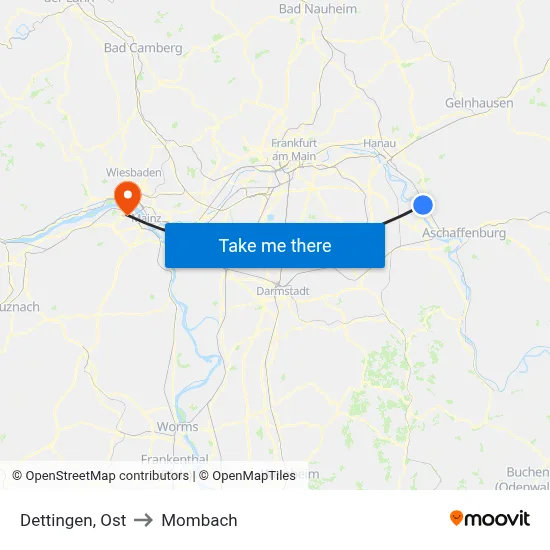 Dettingen, Ost to Mombach map