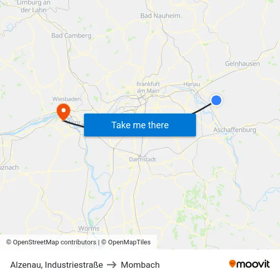 Alzenau, Industriestraße to Mombach map