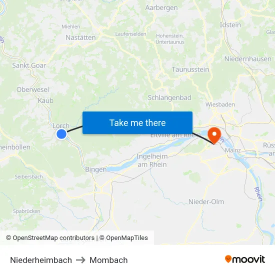 Niederheimbach to Mombach map