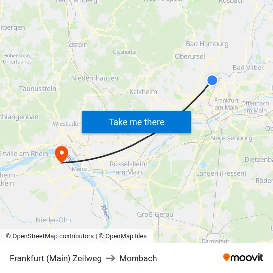 Frankfurt (Main) Zeilweg to Mombach map
