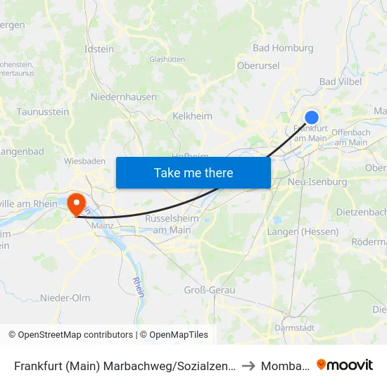 Frankfurt (Main) Marbachweg/Sozialzentrum to Mombach map