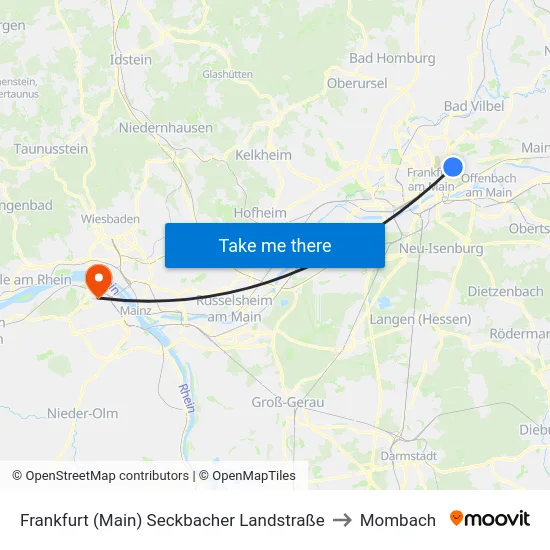 Frankfurt (Main) Seckbacher Landstraße to Mombach map