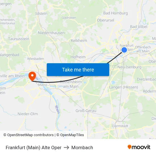 Frankfurt (Main) Alte Oper to Mombach map