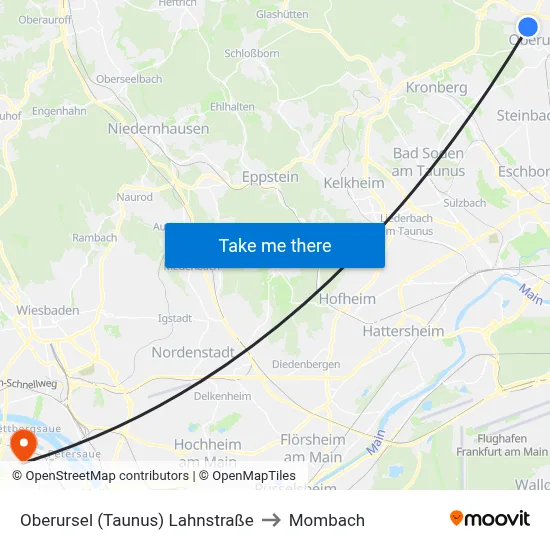 Oberursel (Taunus) Lahnstraße to Mombach map
