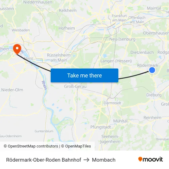 Rödermark-Ober-Roden Bahnhof to Mombach map