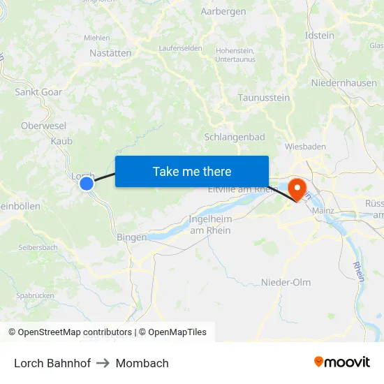 Lorch Bahnhof to Mombach map