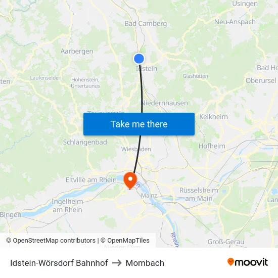 Idstein-Wörsdorf Bahnhof to Mombach map