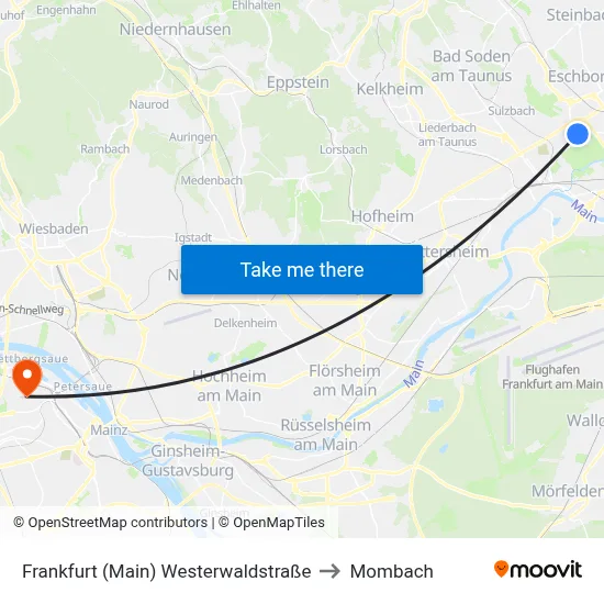 Frankfurt (Main) Westerwaldstraße to Mombach map