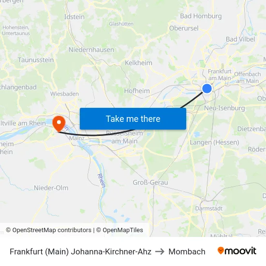 Frankfurt (Main) Johanna-Kirchner-Ahz to Mombach map