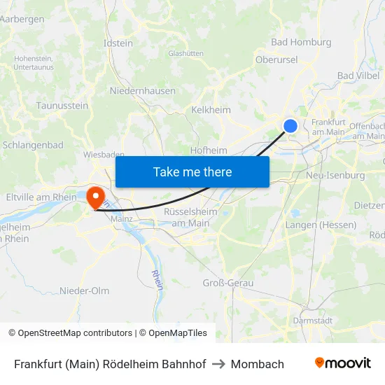 Frankfurt (Main) Rödelheim Bahnhof to Mombach map