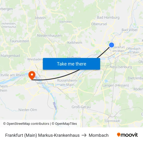 Frankfurt (Main) Markus-Krankenhaus to Mombach map