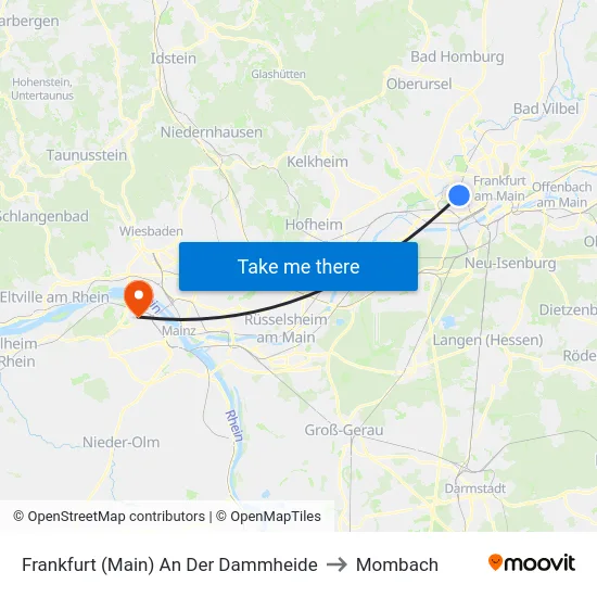 Frankfurt (Main) An Der Dammheide to Mombach map