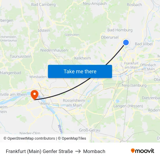 Frankfurt (Main) Genfer Straße to Mombach map