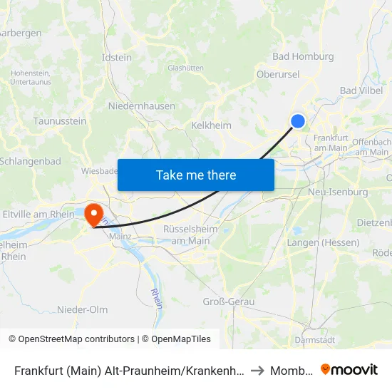Frankfurt (Main) Alt-Praunheim/Krankenh. Nordwest to Mombach map