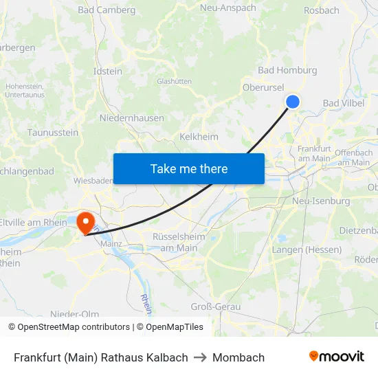 Frankfurt (Main) Rathaus Kalbach to Mombach map