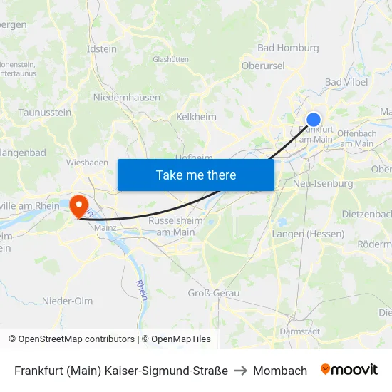 Frankfurt (Main) Kaiser-Sigmund-Straße to Mombach map