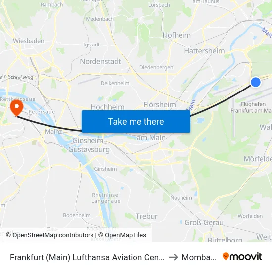 Frankfurt (Main) Lufthansa Aviation Center to Mombach map
