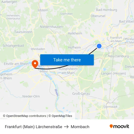 Frankfurt (Main) Lärchenstraße to Mombach map
