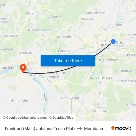 Frankfurt (Main) Johanna-Tesch-Platz to Mombach map
