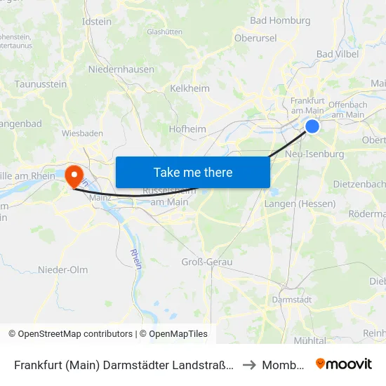 Frankfurt (Main) Darmstädter Landstraße Mitte to Mombach map