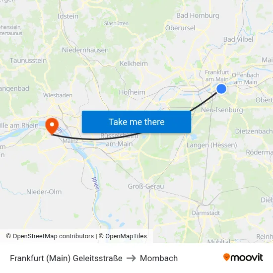 Frankfurt (Main) Geleitsstraße to Mombach map