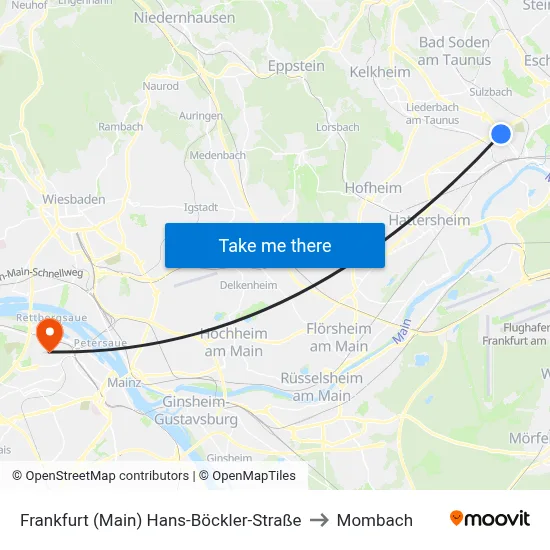 Frankfurt (Main) Hans-Böckler-Straße to Mombach map