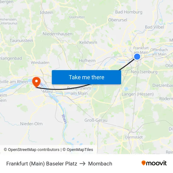 Frankfurt (Main) Baseler Platz to Mombach map