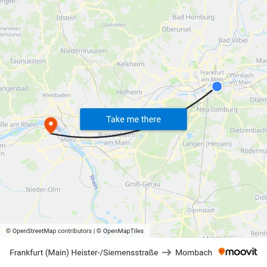 Frankfurt (Main) Heister-/Siemensstraße to Mombach map
