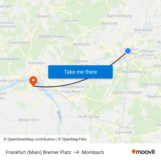 Frankfurt (Main) Bremer Platz to Mombach map