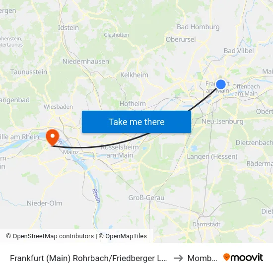 Frankfurt (Main) Rohrbach/Friedberger Landstraße to Mombach map
