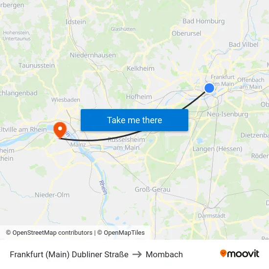 Frankfurt (Main) Dubliner Straße to Mombach map