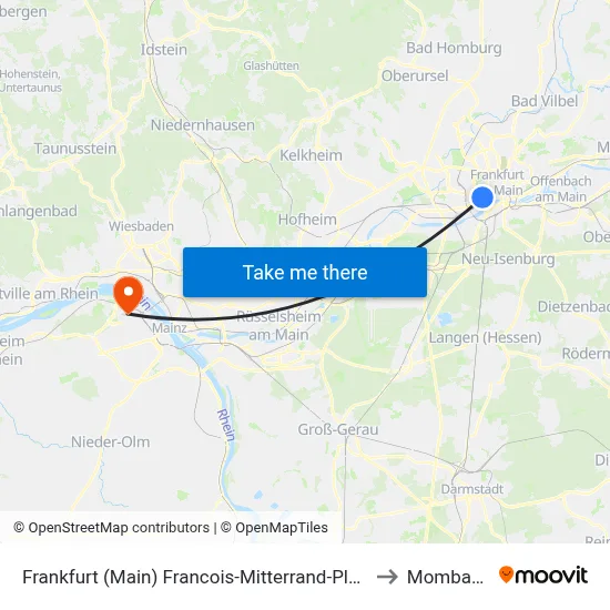 Frankfurt (Main) Francois-Mitterrand-Platz to Mombach map