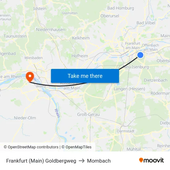 Frankfurt (Main) Goldbergweg to Mombach map