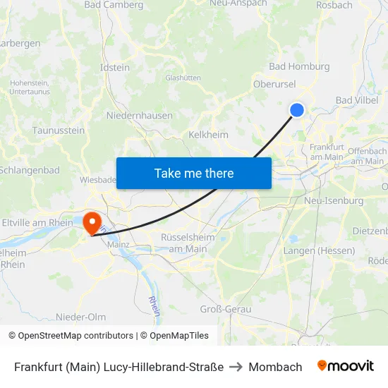 Frankfurt (Main) Lucy-Hillebrand-Straße to Mombach map