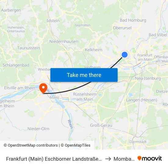 Frankfurt (Main) Eschborner Landstraße West to Mombach map