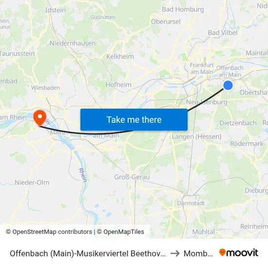 Offenbach (Main)-Musikerviertel Beethovenschule to Mombach map