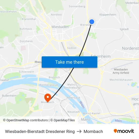 Wiesbaden-Bierstadt Dresdener Ring to Mombach map