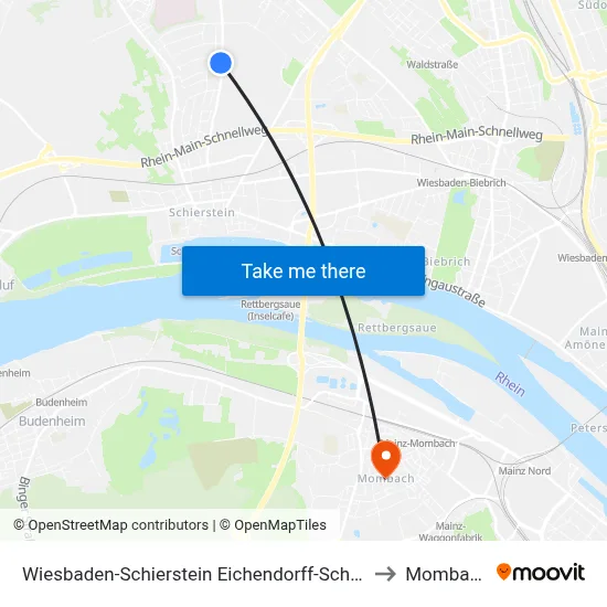Wiesbaden-Schierstein Eichendorff-Schule to Mombach map