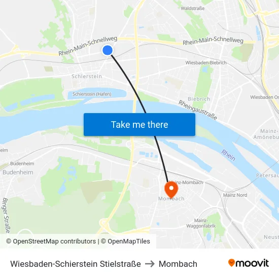 Wiesbaden-Schierstein Stielstraße to Mombach map