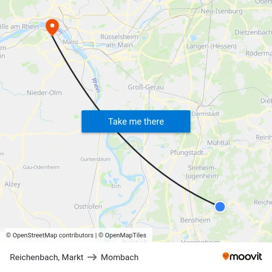 Reichenbach, Markt to Mombach map