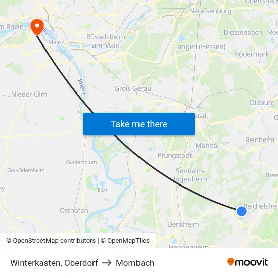 Winterkasten, Oberdorf to Mombach map