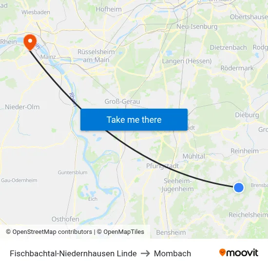 Fischbachtal-Niedernhausen Linde to Mombach map