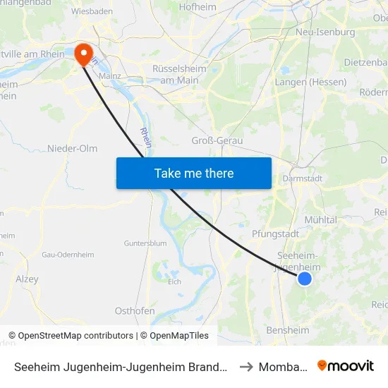 Seeheim Jugenheim-Jugenheim Brandhof to Mombach map