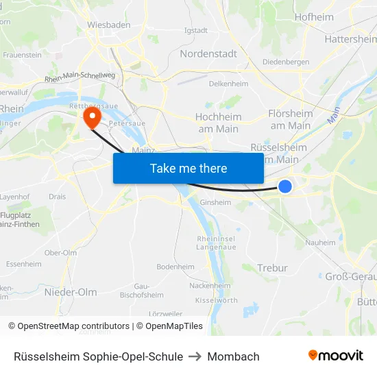 Rüsselsheim Sophie-Opel-Schule to Mombach map