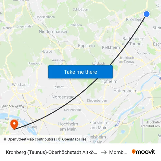 Kronberg (Taunus)-Oberhöchstadt Altkönigstift to Mombach map